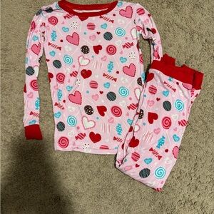 Little Sleepies Candy Heart Pajama Set - Pink and Red